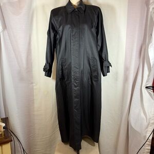 Lindsey Blake Cowboy Style Slicker Duster Jacket Coat Hong Kong Made Black Sz Lg